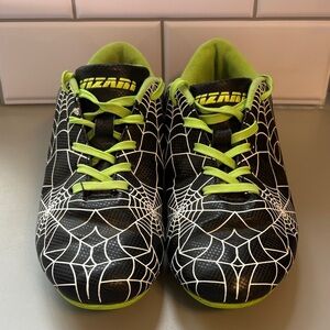 Spider Web Kids Cleats - Black/ White and Neon Green